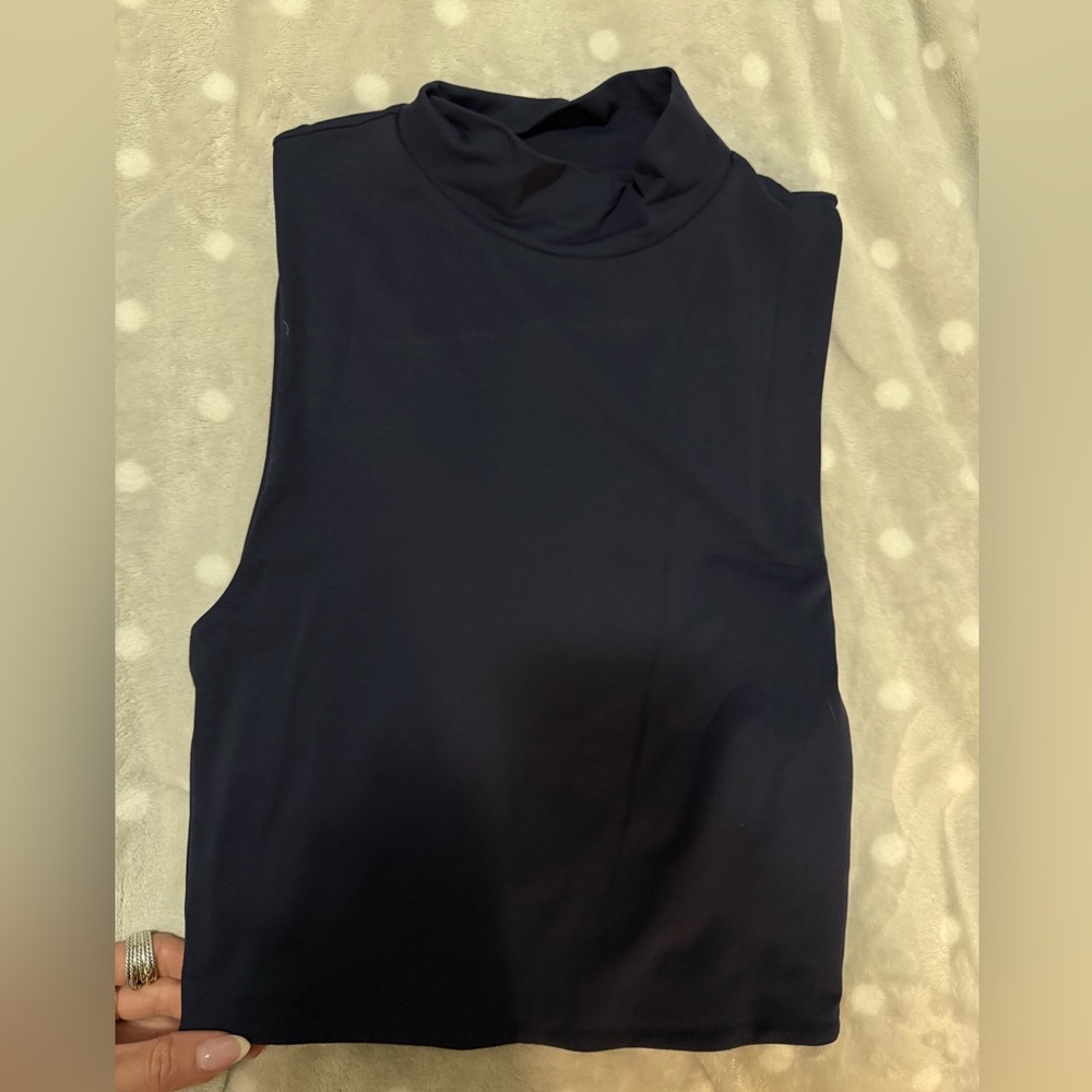 Aritzia Mock Neck Tank Navy